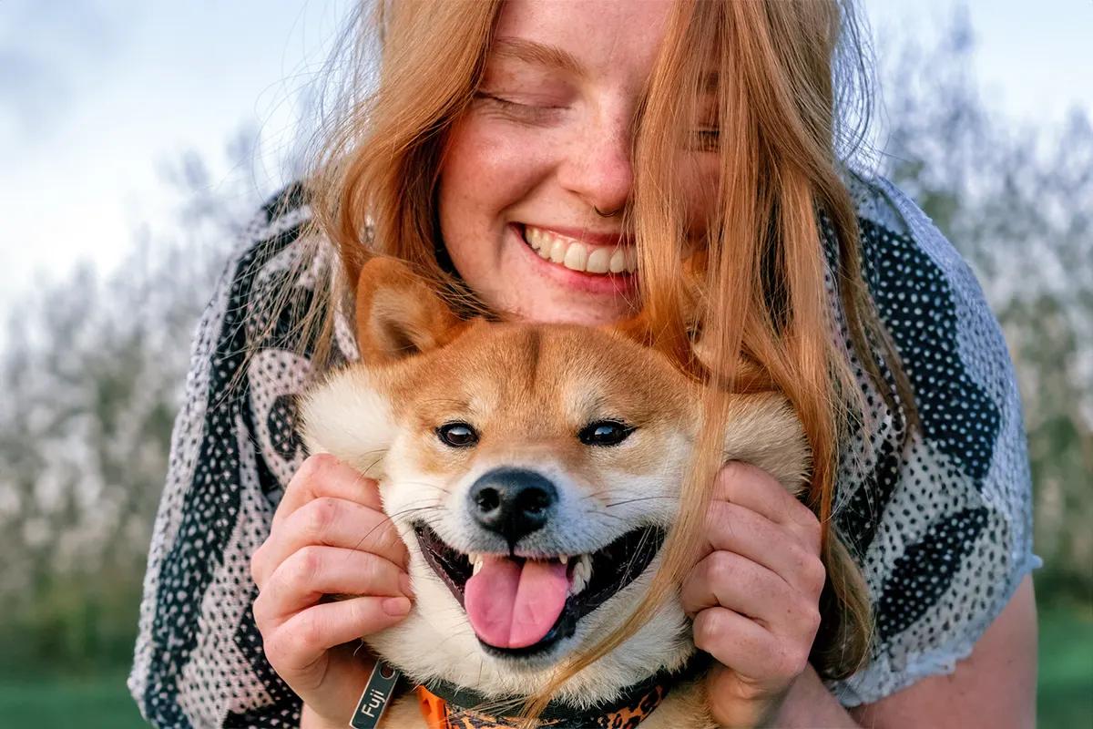 dog and person feeling happy