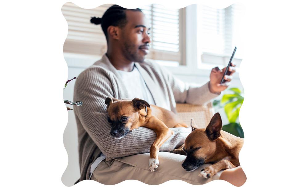 man on phone looking at medical records